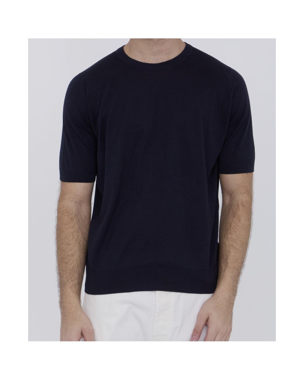 John Smedley Blue Kempton Crew Neck T-Shirt for men