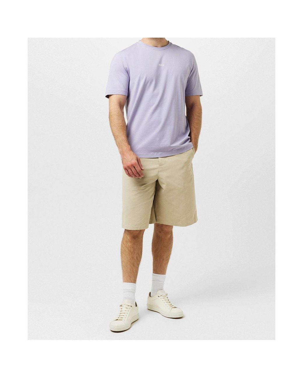 Boss White Logo Crew-Neck T-Shirt for men