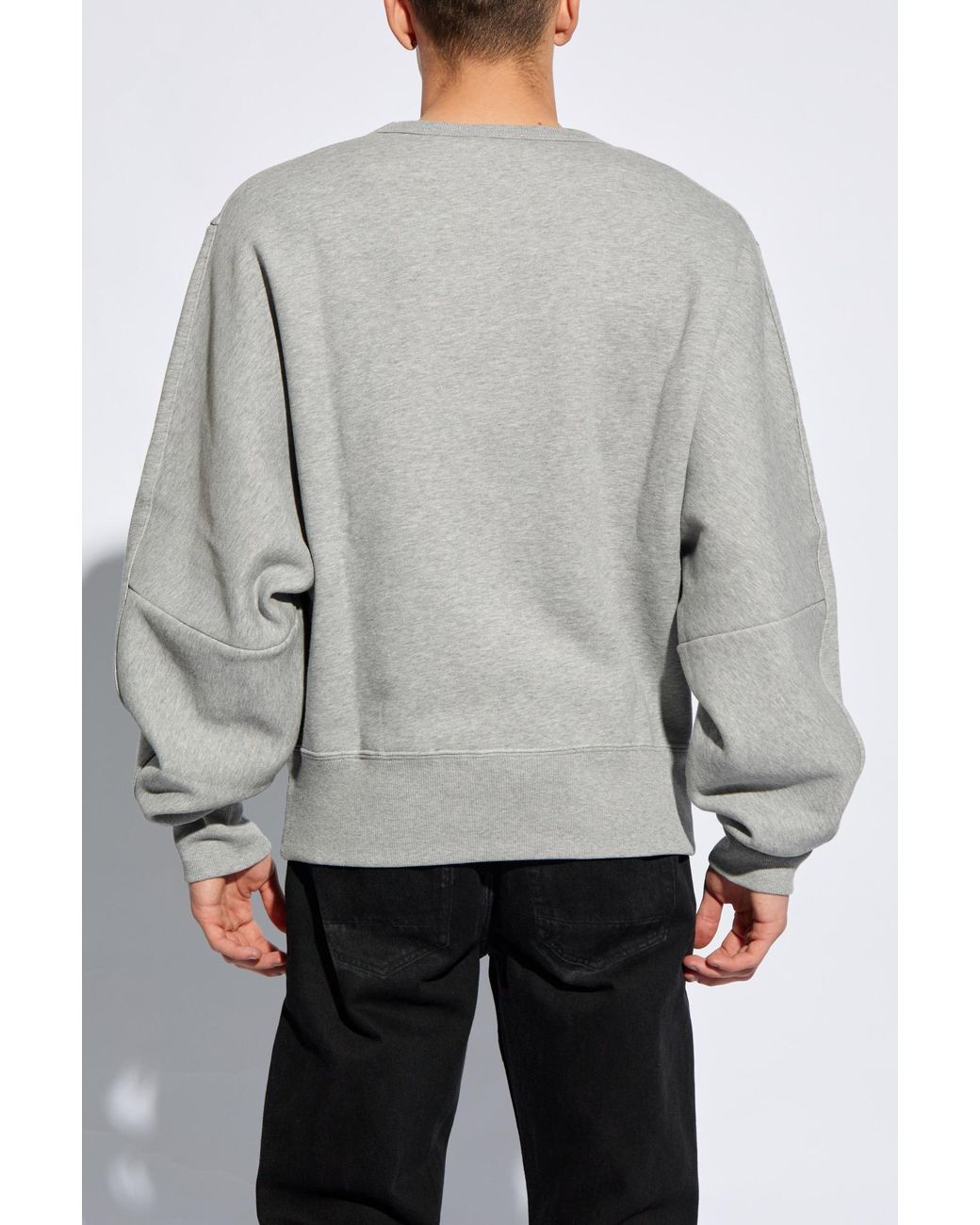 McQueen Gray Logo Embroidered Crewneck Sweatshirt for men