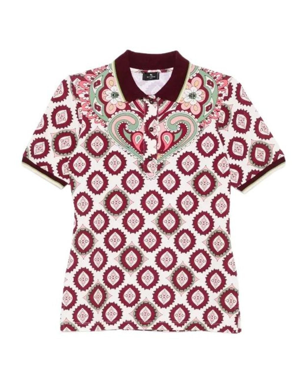 Etro Red Patterned Polo Top