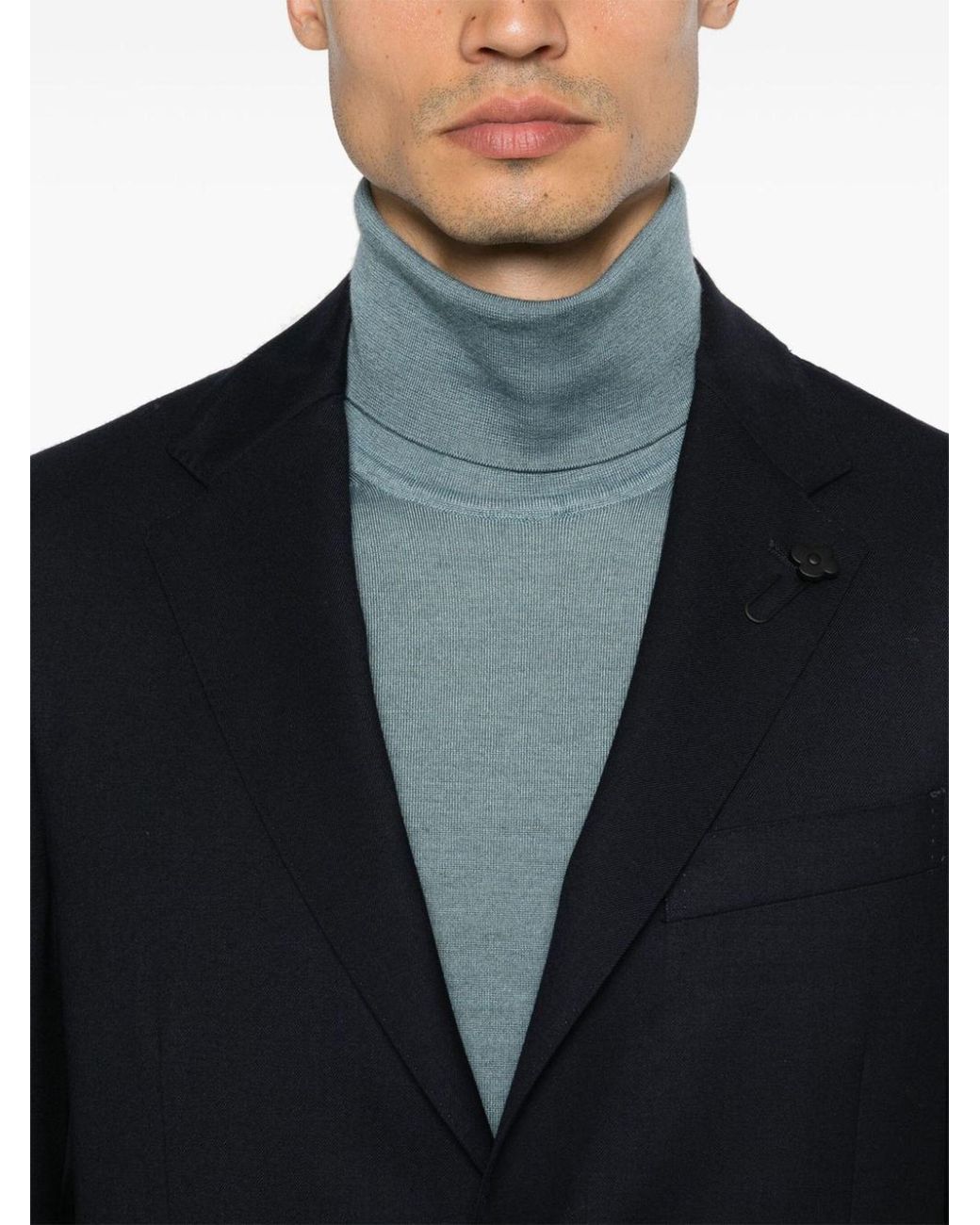 Lardini Blue Single-Breasted Twill Blazer for men