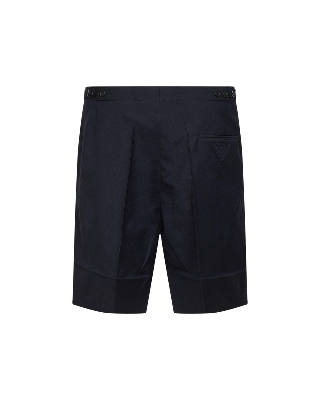 Prada Blue Triangle-Patch Pleated Shorts for men