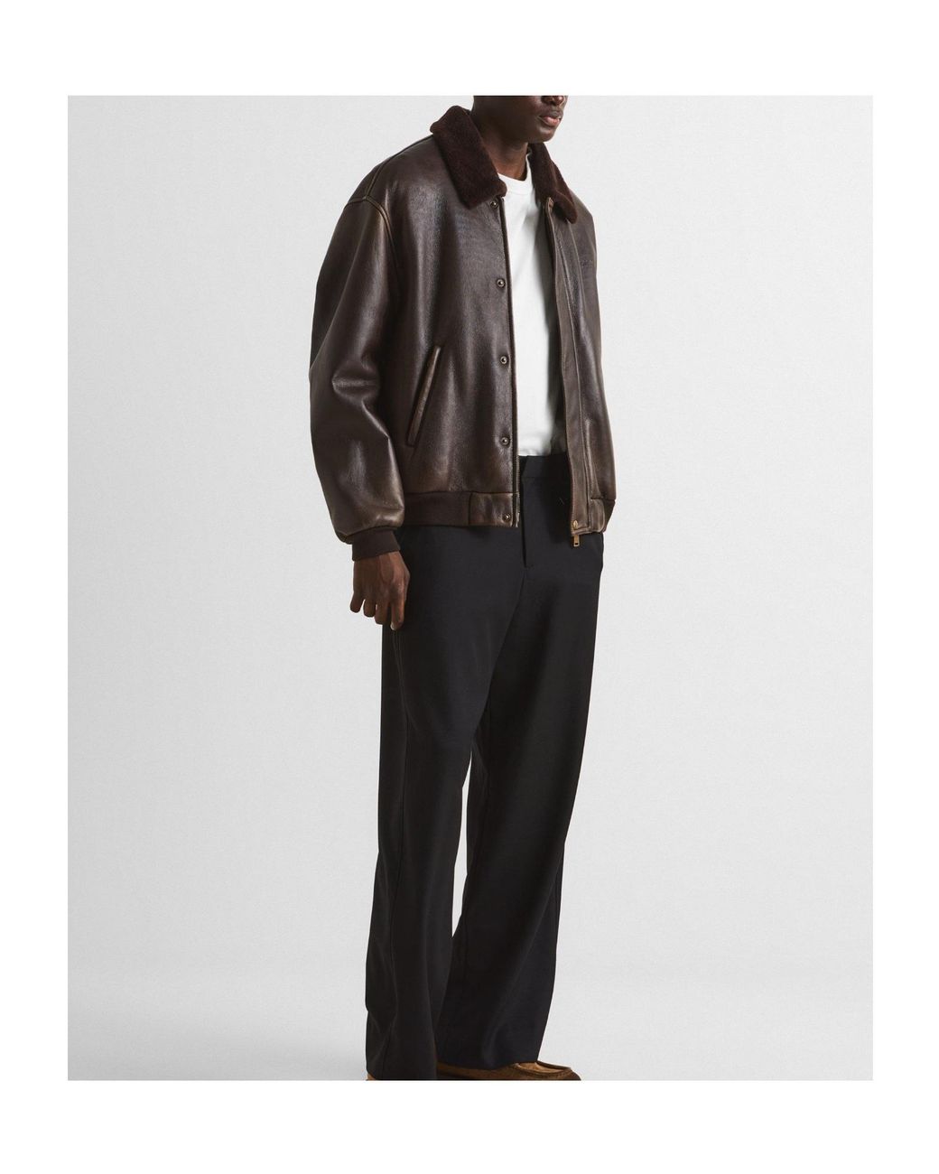 Prada Gray Genuineleather Bomber Jacket for men