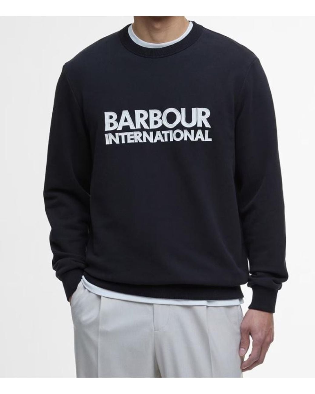 Barbour Black Crew Neck Logo Sweatshirt for men