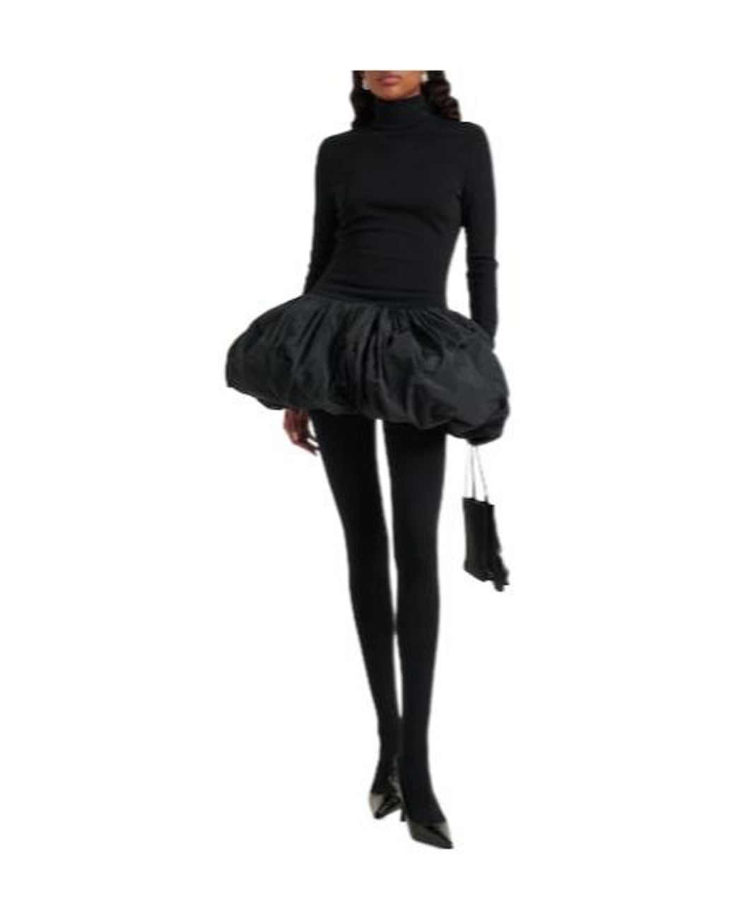 Magda Butrym Black Paneled Wool-Blend Minidress
