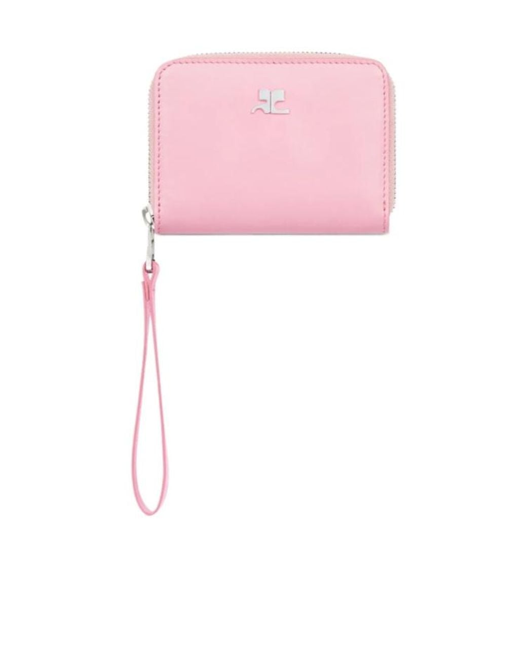 Courreges Pink Zipped Leather Compact Wallet for men