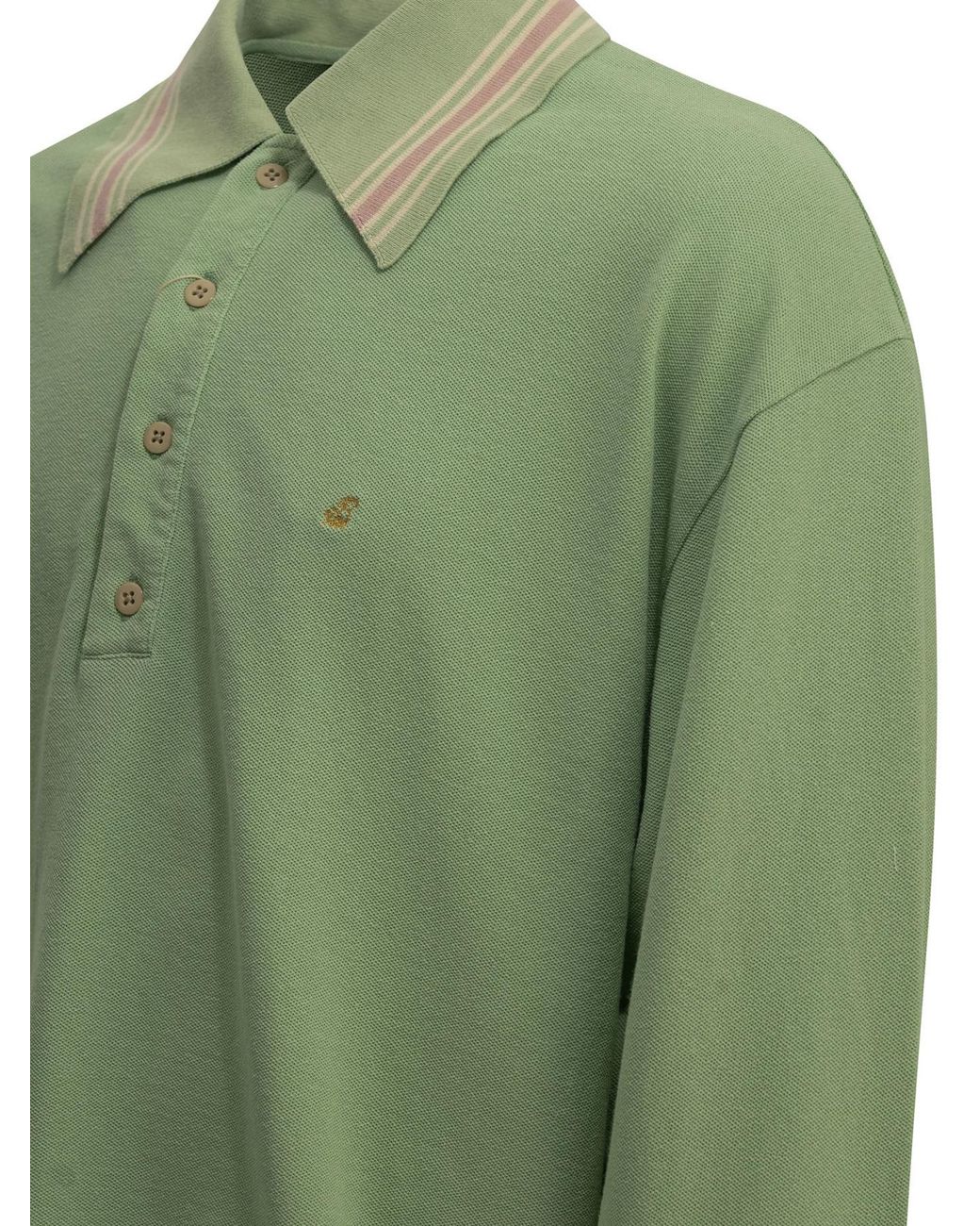 Kapital Green Long-Sleeved Polo Shirt With A Collar for men