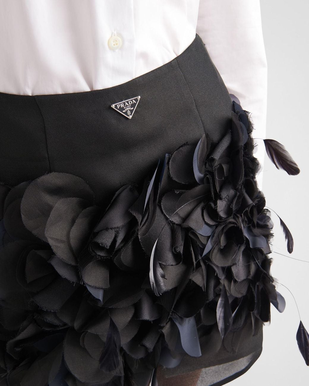 Prada Black Logo Plaque Straight Hem Skirt