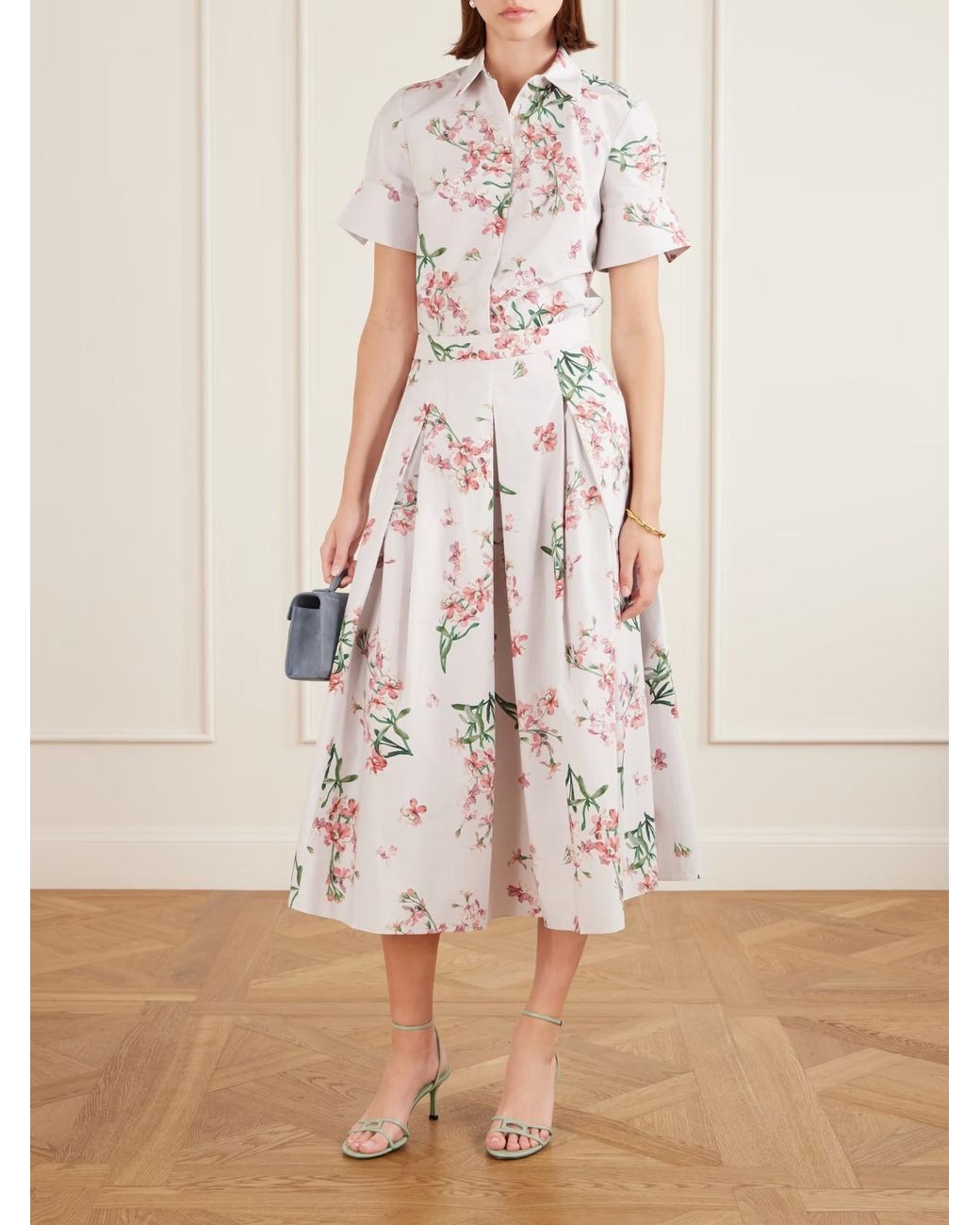 Erdem White Floral-Print Cotton-Poplin Shirt