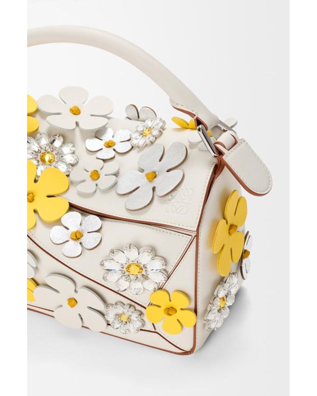 Loewe Metallic Small Puzzle Floral-Appliqué Tote Bag