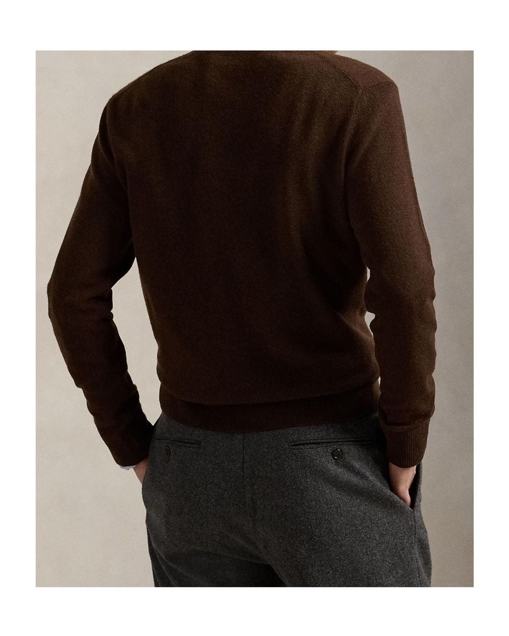 Polo Ralph Lauren Brown Logo Embroidered Crewneck Knit Jumper for men