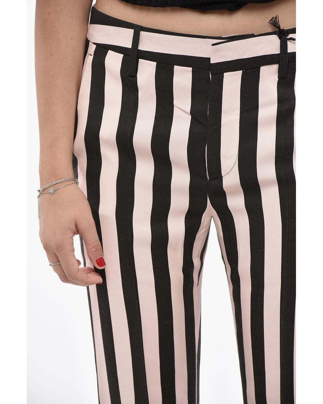 DSquared² White Striped Flared Trousers