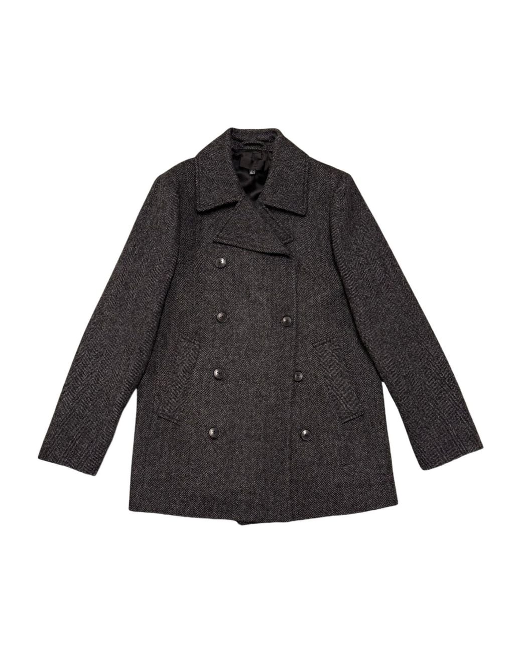 Nili Lotan Gray Double-Breasted Coat