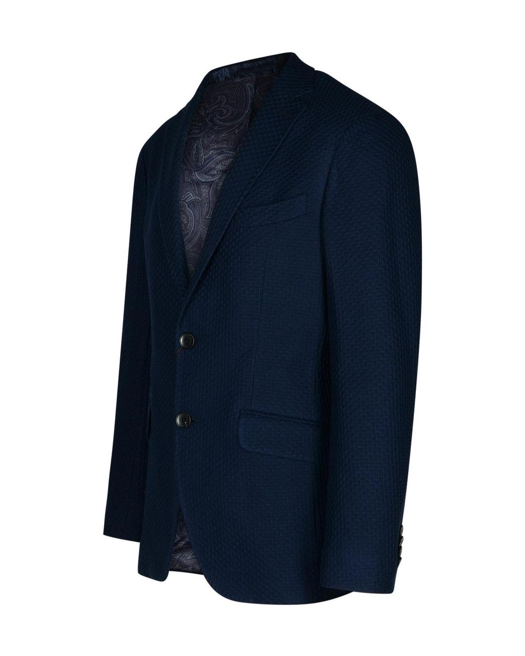 Etro Blue Patterned Single-Breasted Blazer for men