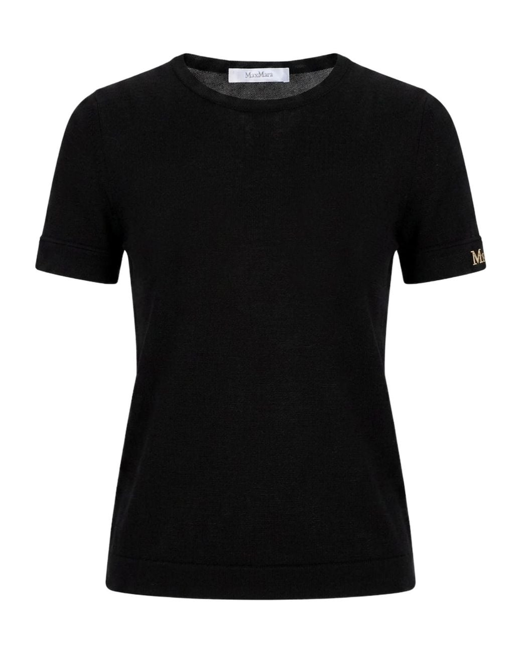 Max Mara Black Minimalist Short-Sleeve Knit Top