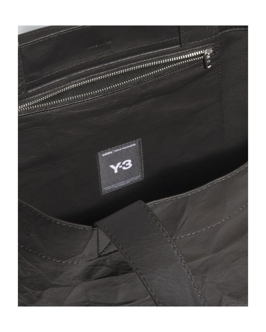 Y-3 Black Leather Tote Bag for men