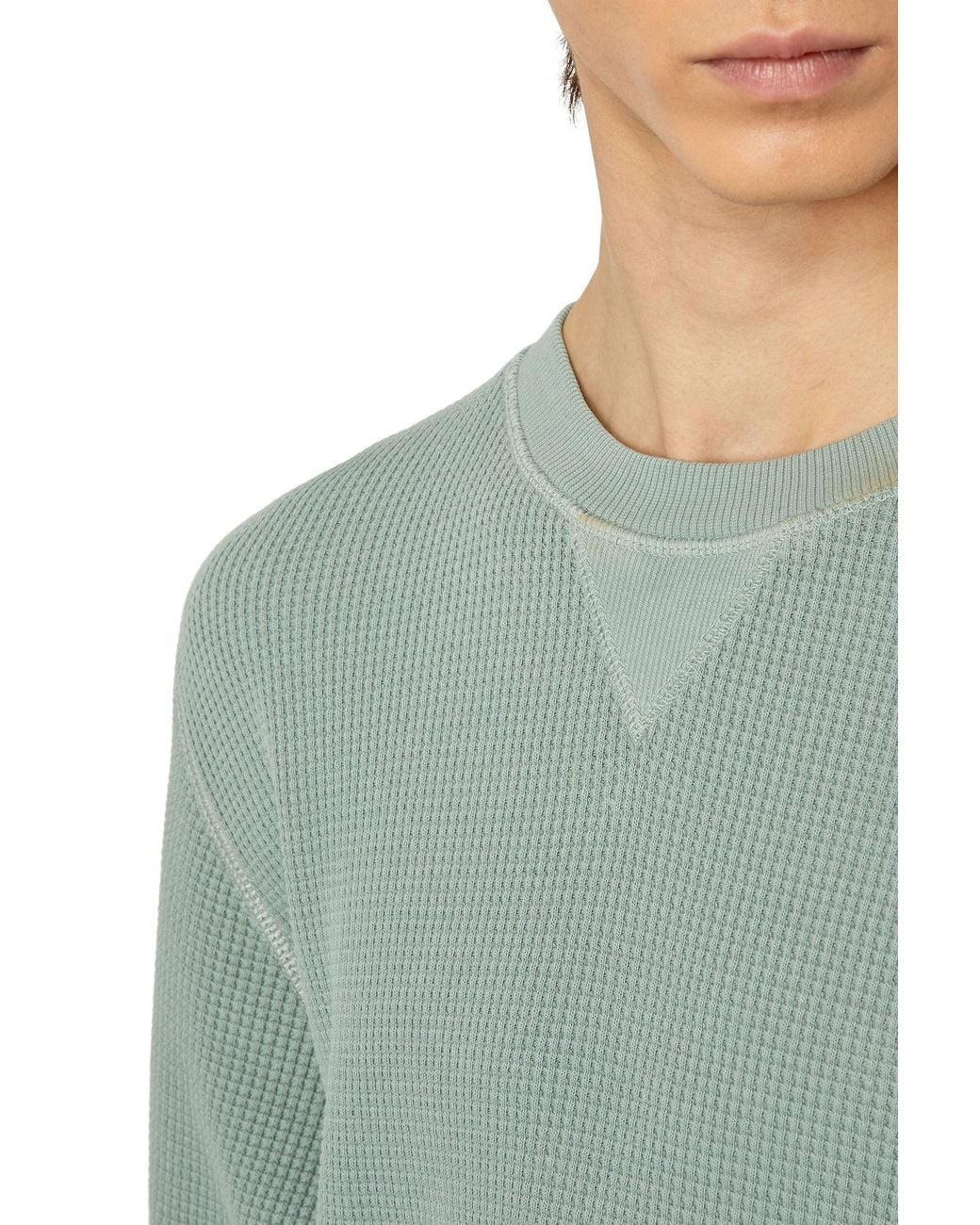 DIESEL Green Logo Print Chunky-Knit Jumper for men
