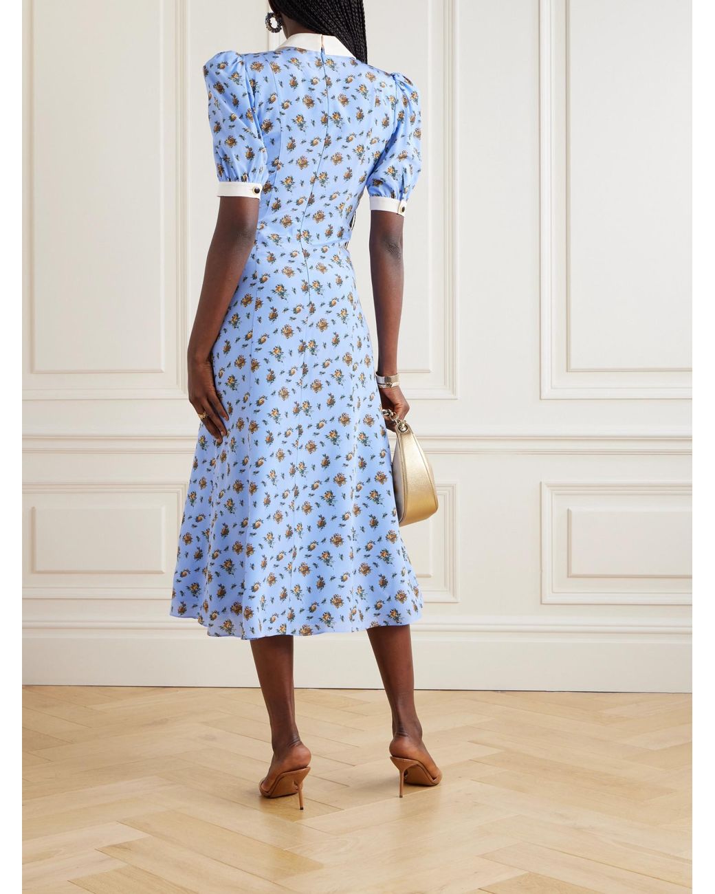 Alessandra Rich Blue Smooth Slip Dress