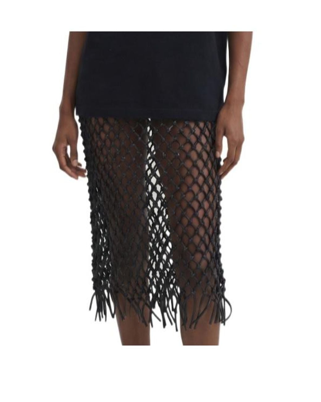 Frankie Shop Black Fringed Skirt