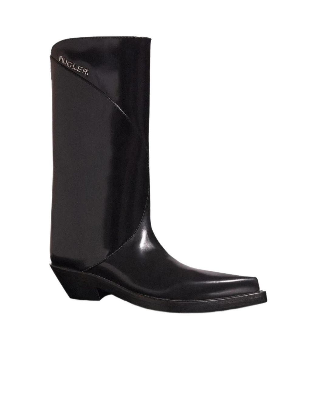 Mugler Black Pointed Leather Boots