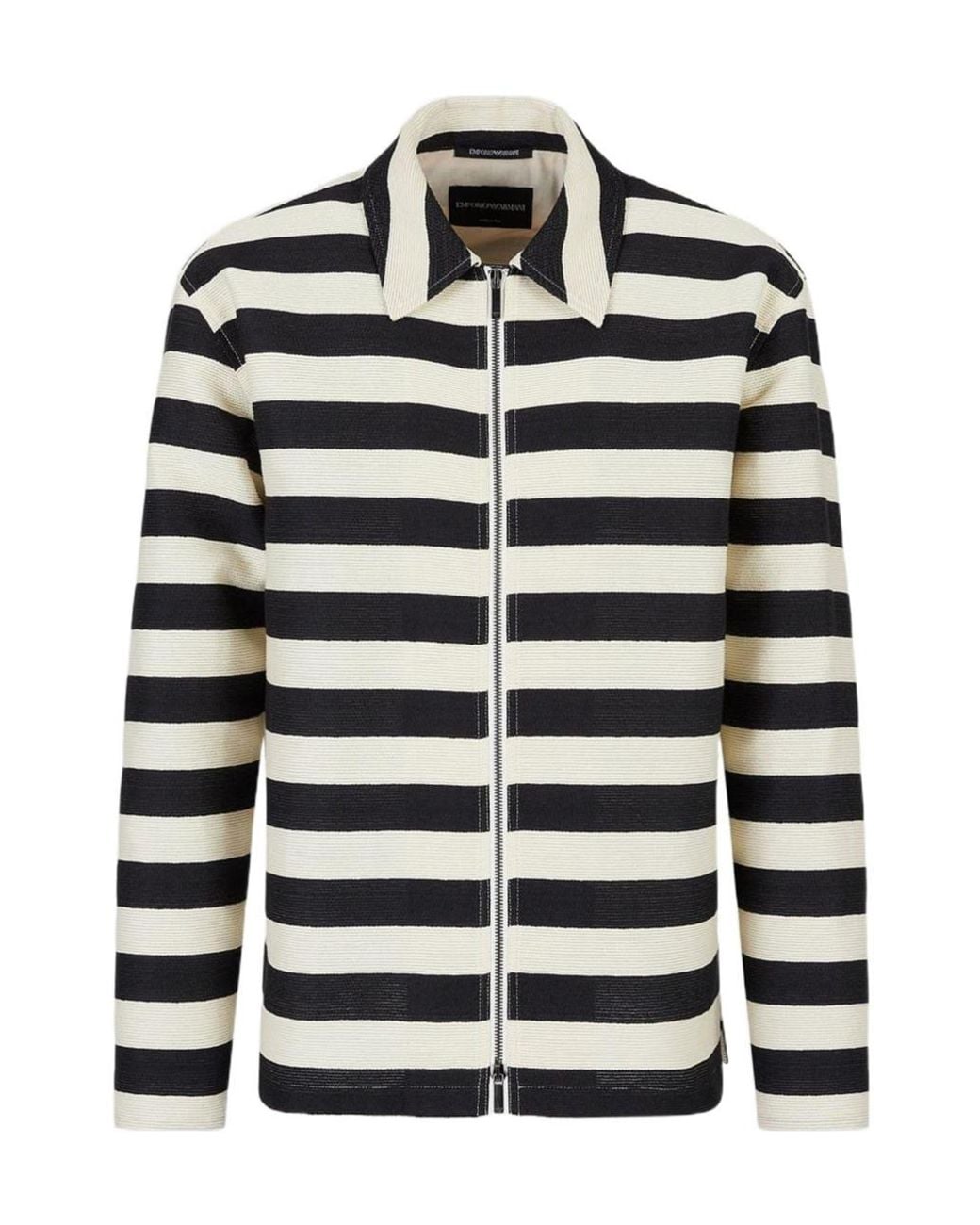 Emporio Armani Blue Collared Zip-Front Overshirt for men