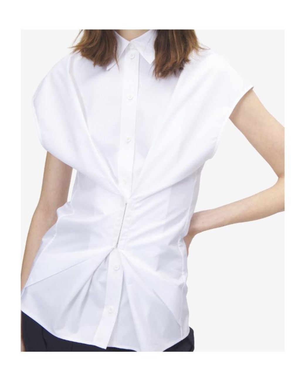 McQueen White Gathered Short Sleeved Shirt