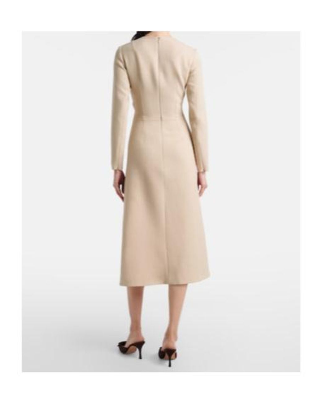 Emilia Wickstead Natural Elta Wool Crepe Midi Dress