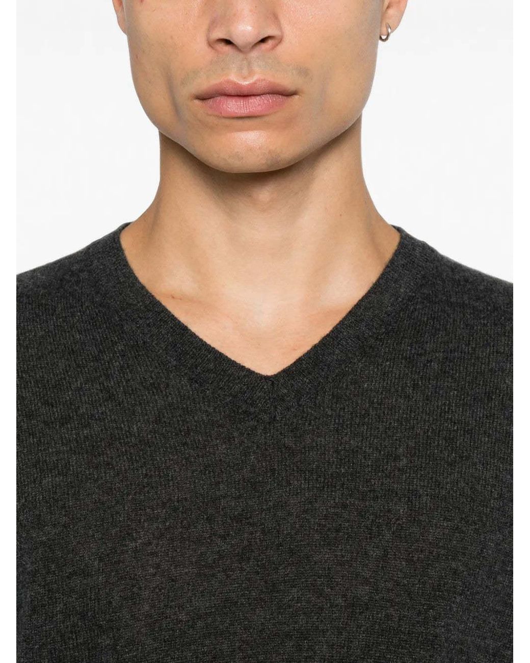 The Row Gray Long-Sleeve V-Neck Top for men