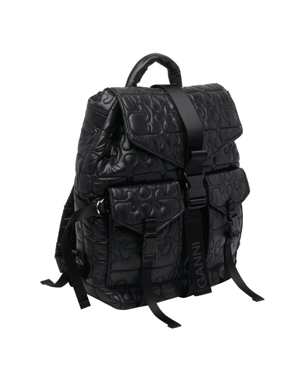 Ganni Black Quilted Backpack