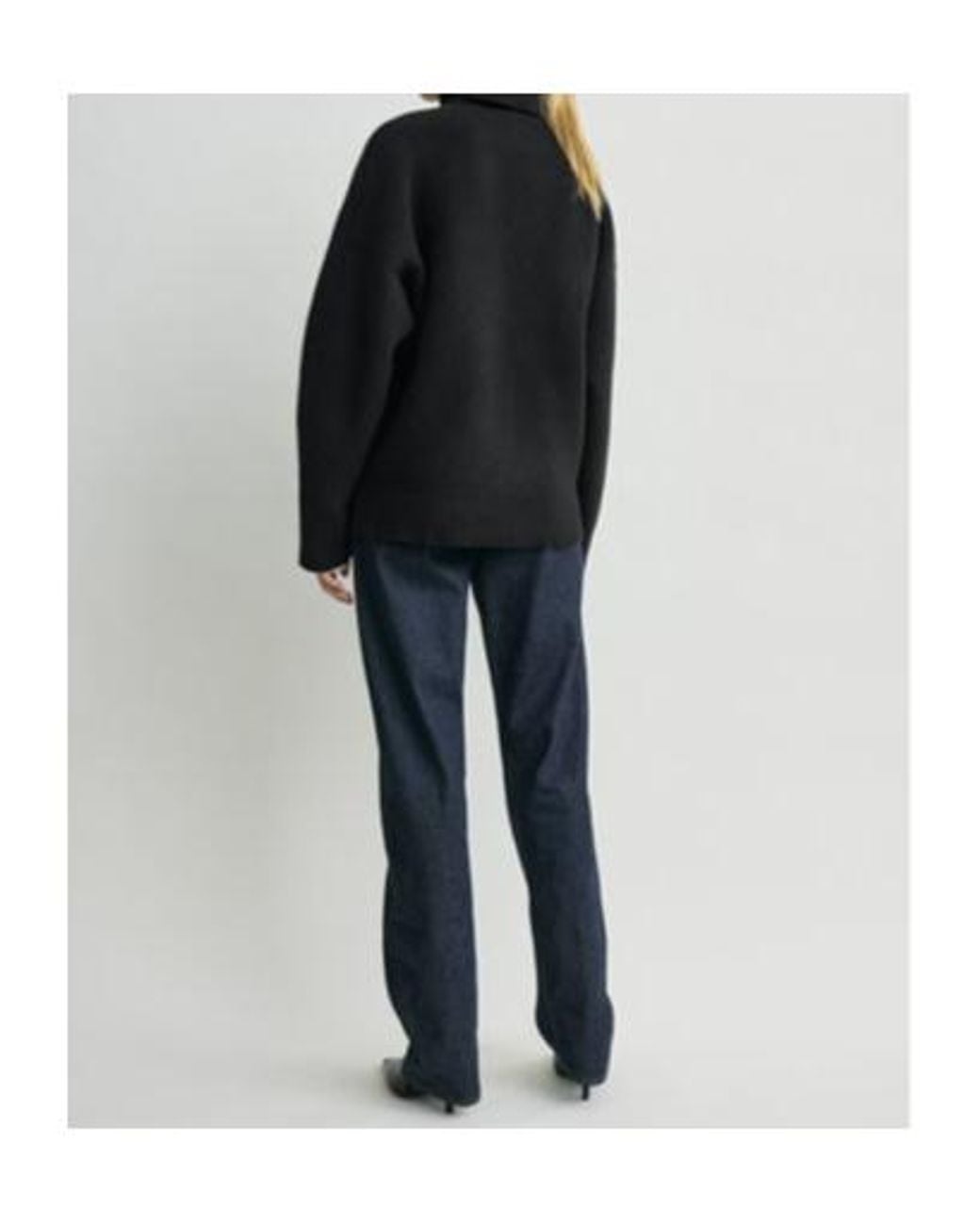Totême Black Double-Knit Turtleneck Sweater