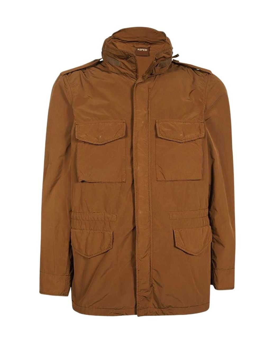 Aspesi Brown アスペジ マルチポケット フーデッド コート for men