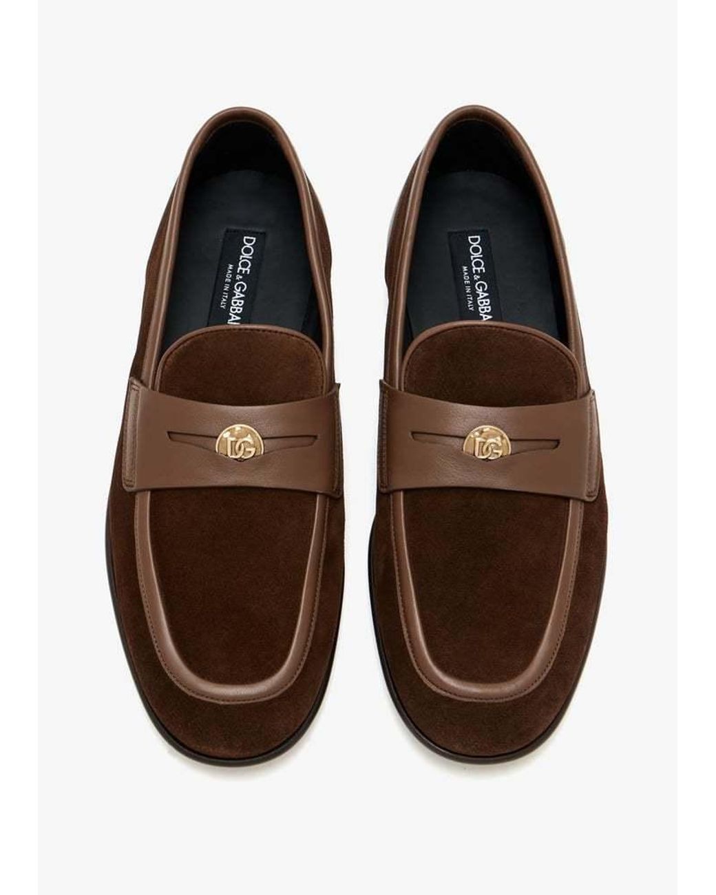 Dolce & Gabbana Brown Logo Plaque Loafers for men