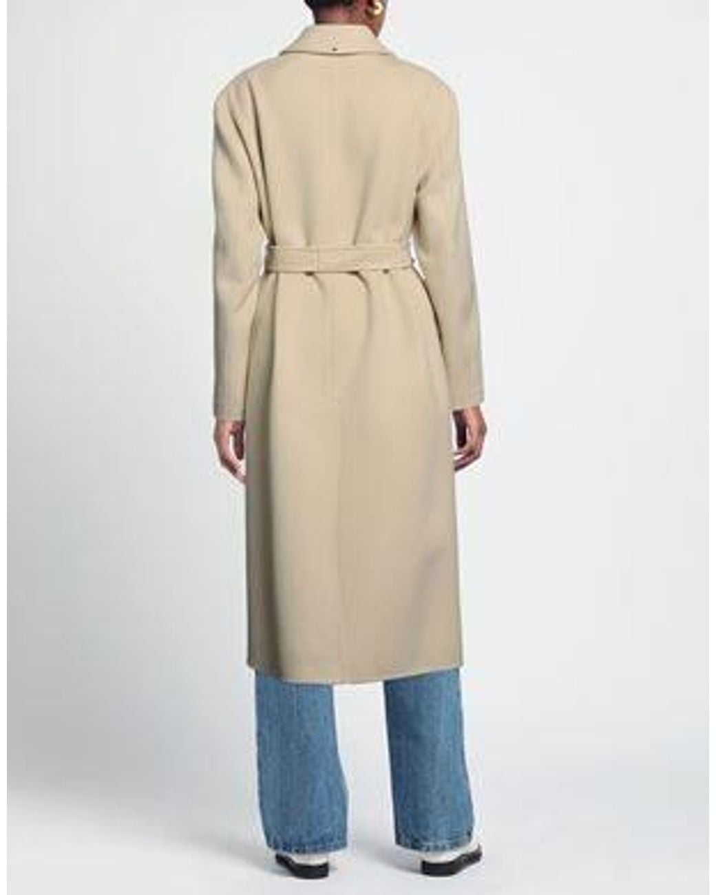 Sportmax Natural Minimal Solid Color Fashion Trench Coat