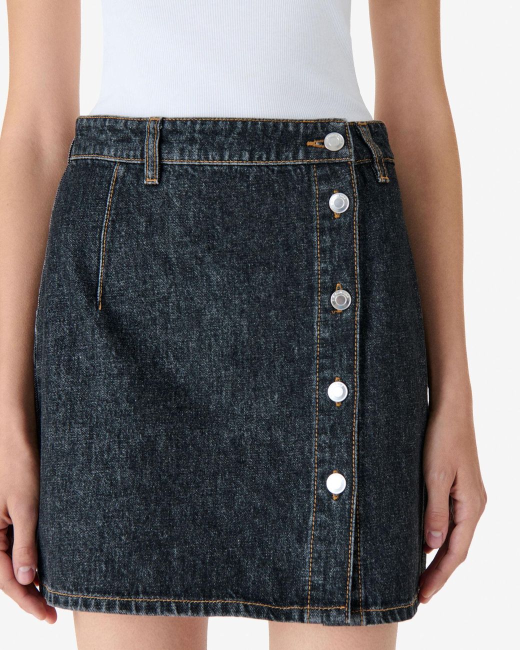 IRO Black Button-Front Mini Skirt