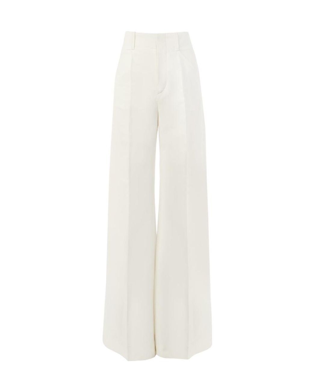 Chloé White Chloé High-Waisted Wide Leg Trousers