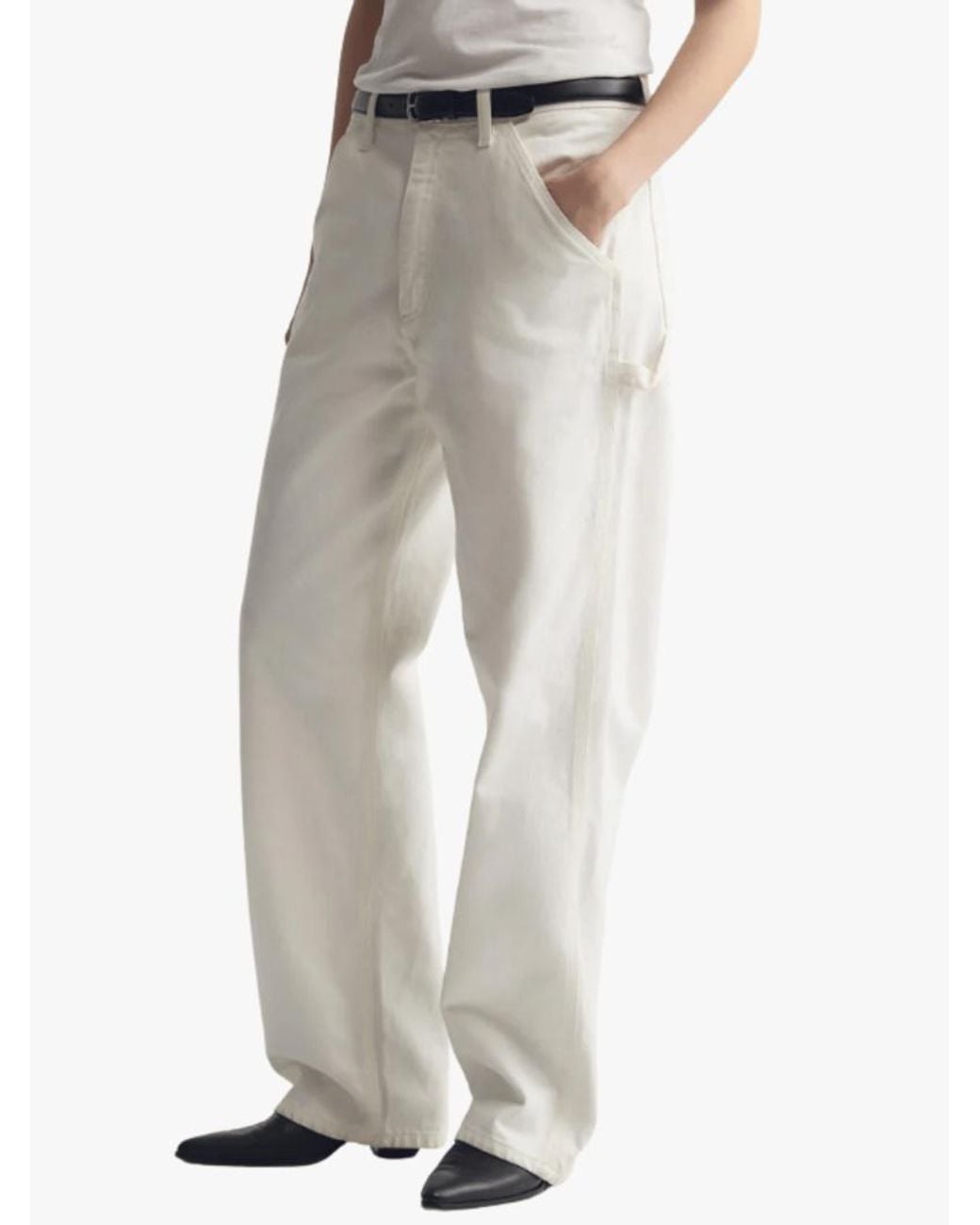 Nili Lotan White Straight-Leg Loose-Fitting Jeans