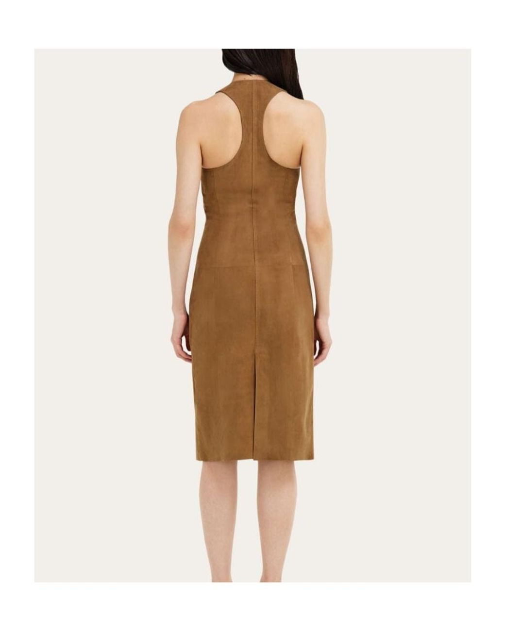 Ferragamo Metallic Racer Back Dress With Hug Buckle Detail