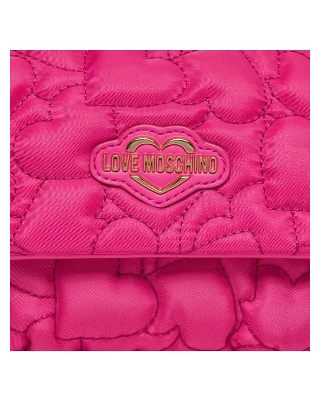 Moschino Pink Love Puffy Heart Chain-Link Shoulder Bag