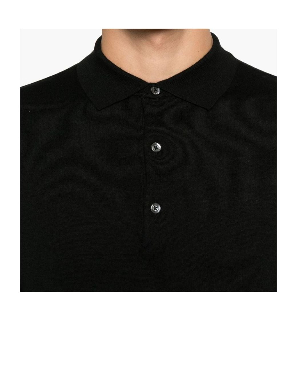 Aspesi Black Long-Sleeved Polo Shirt for men
