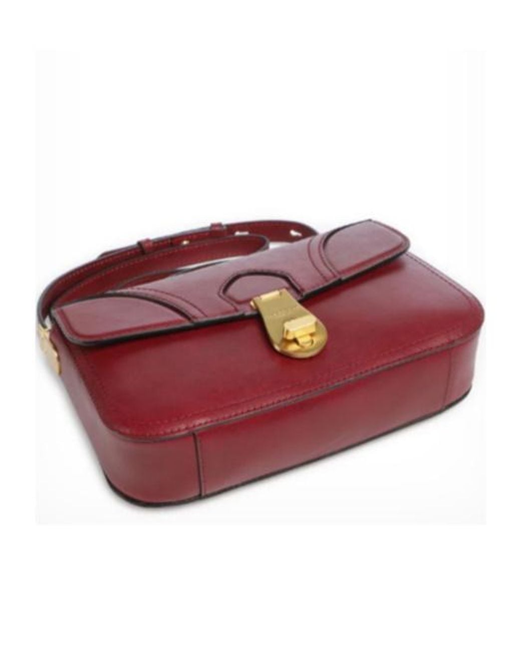 The Bridge Red Leather Twist-Lock Tote Bag