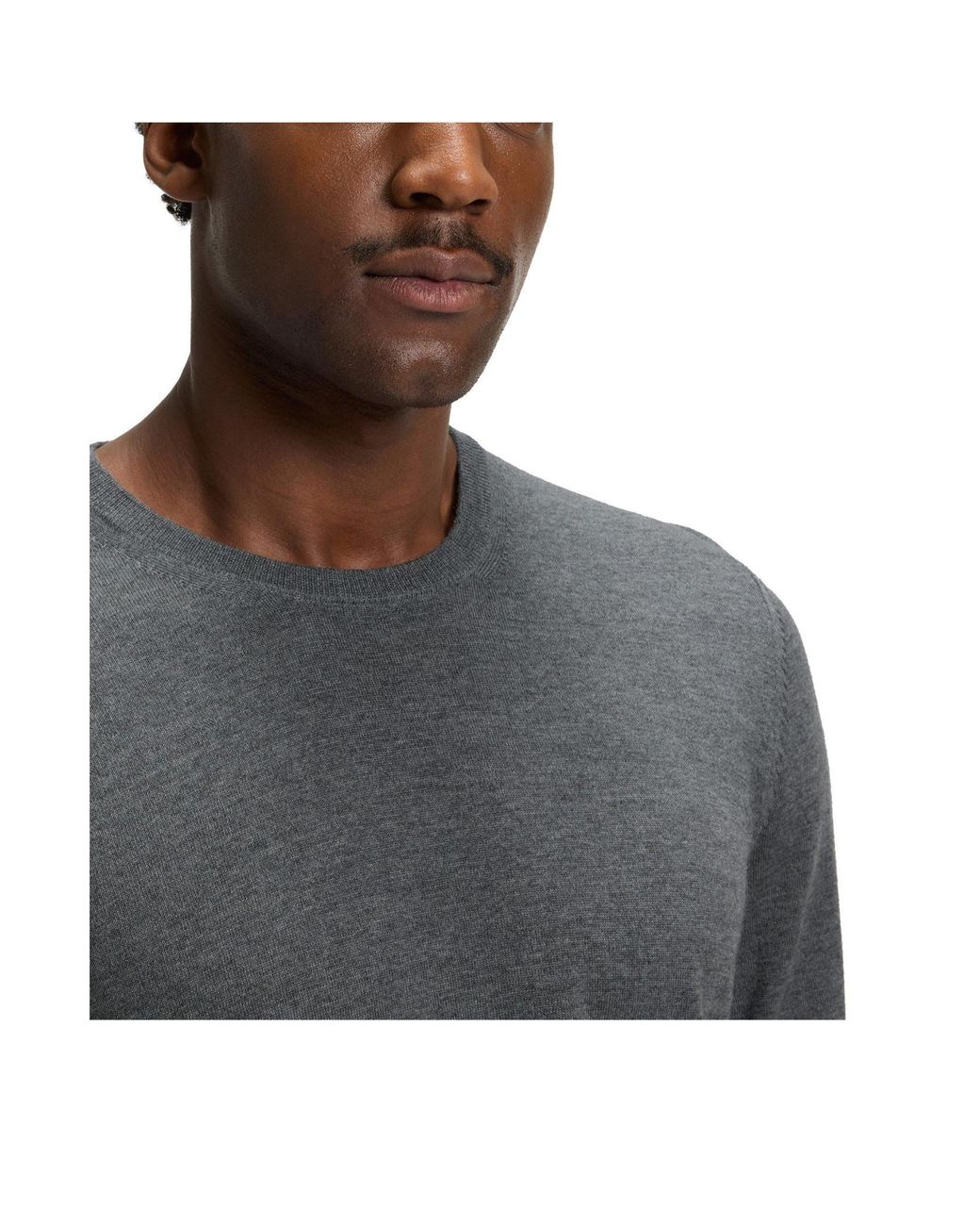 Boss Gray Lightweight Knit Sweater for men