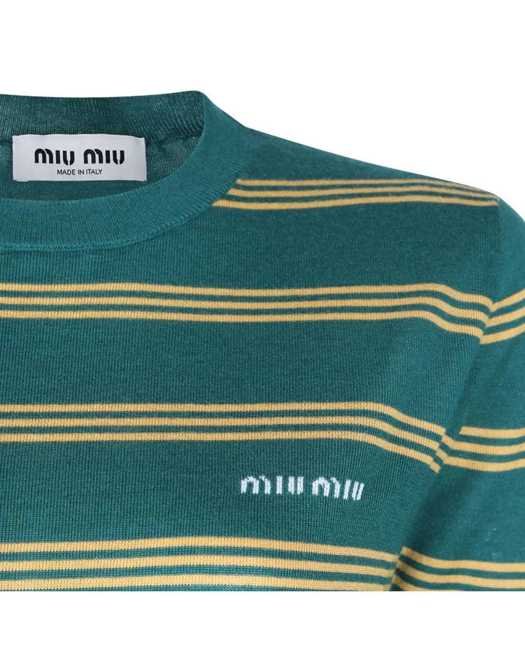 Miu Miu Green Logo-Embroidered Jumper