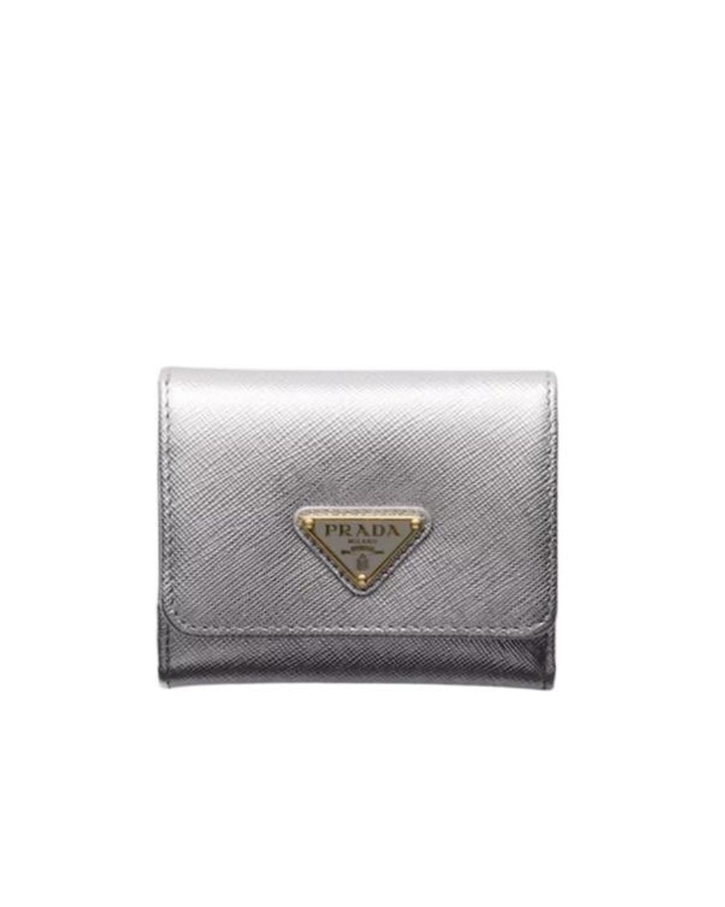 Prada Gray Small Leather Wallet
