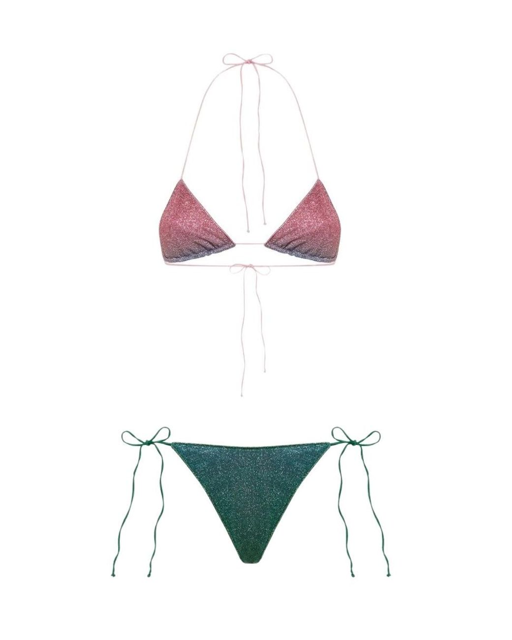 Oseree White Oséree Two-Toned Glitter Lumiere Bikini