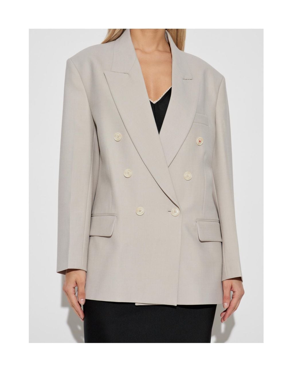 Victoria Beckham Gray Relaxed Double-Breasted Blazer