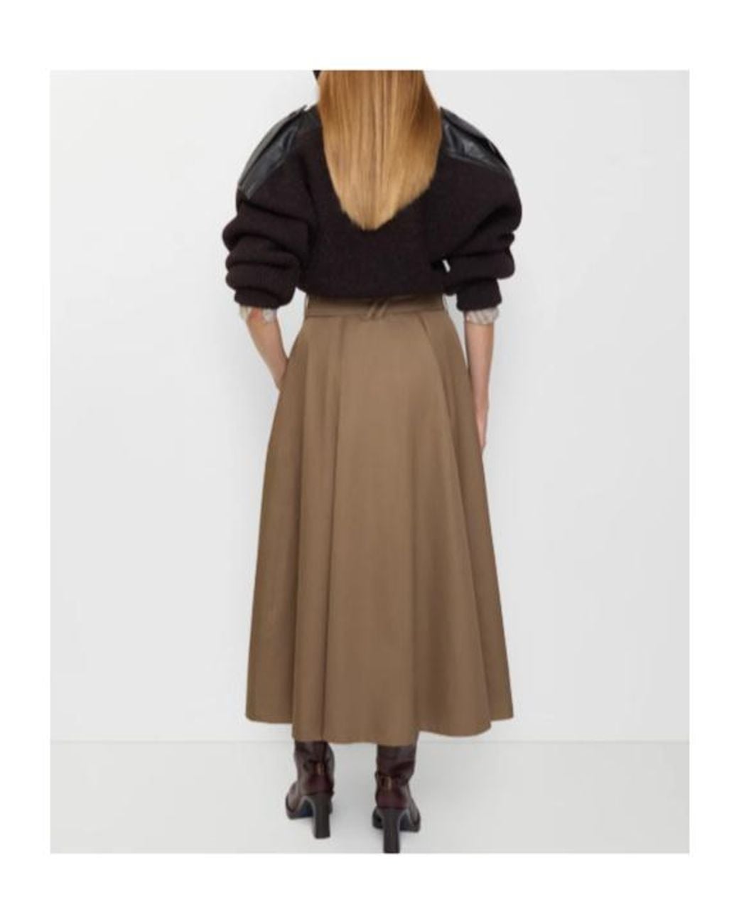 Burberry Brown Gabardine Trench Midi Skirt