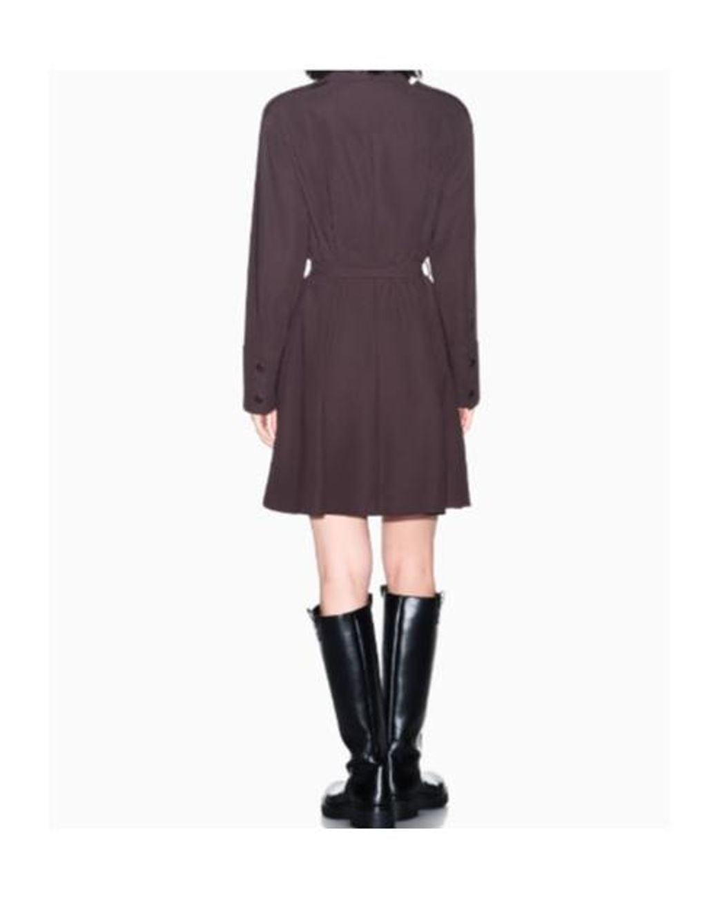 ARMANI EXCHANGE Purple Belted Epaulette Shirt Mini Dress