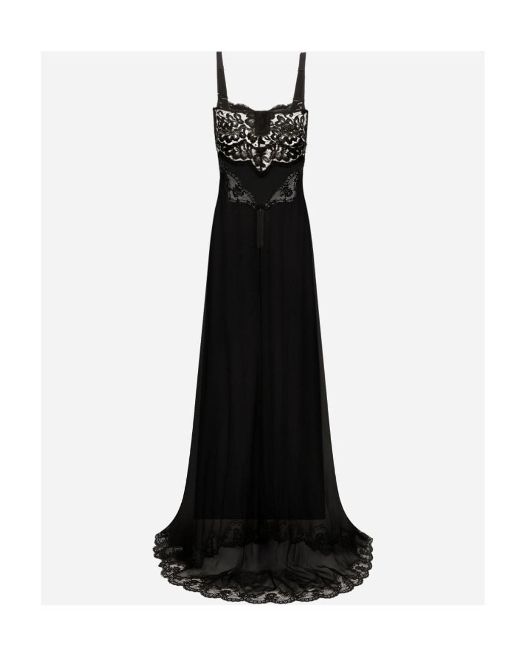 Dolce & Gabbana Black Semi-Sheer Maxi Nightdress