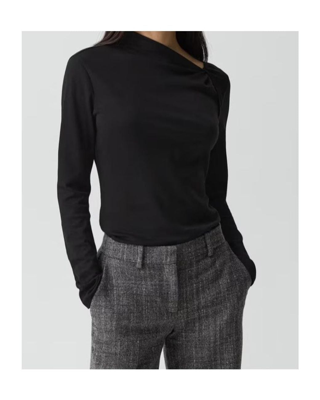 Theory Black Jersey Twist Neck Top