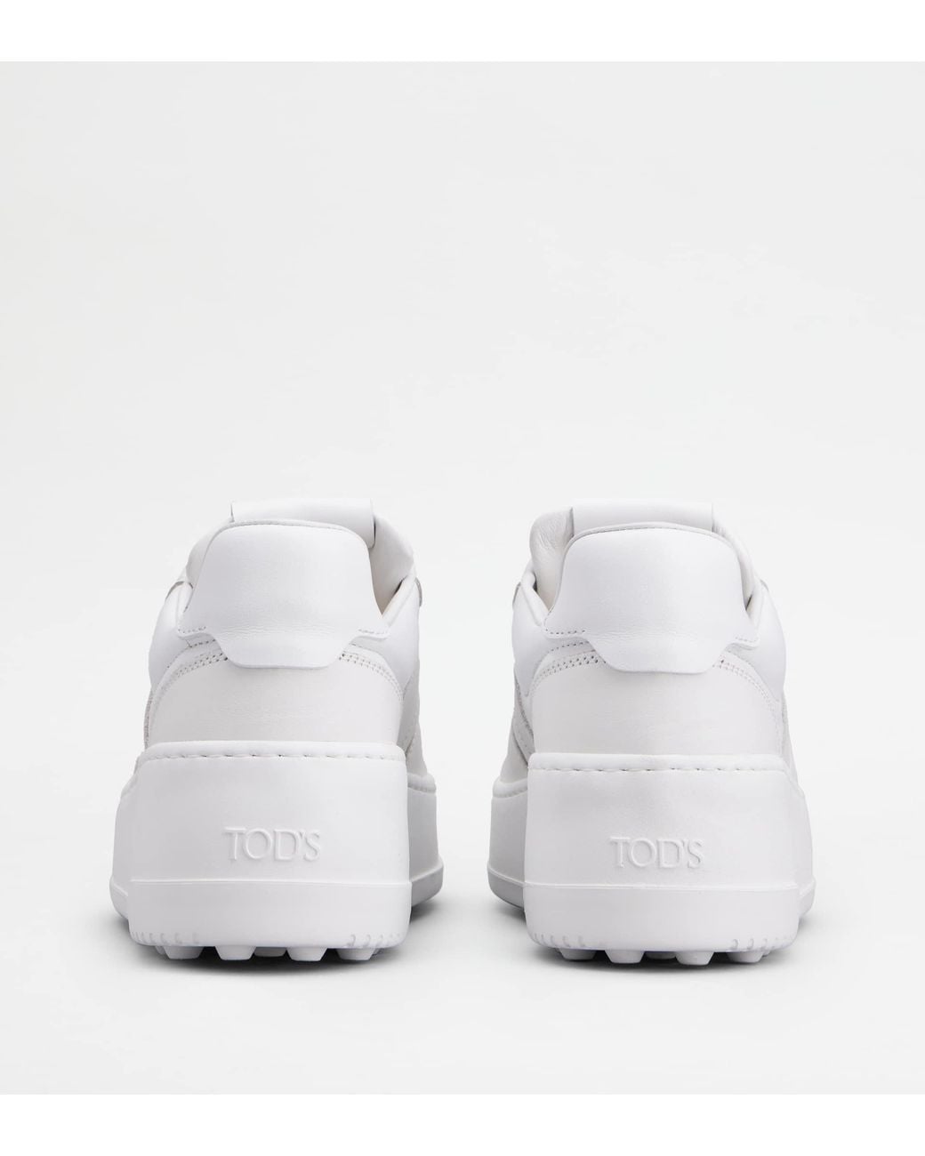 Tod's White Round-Toe Lace-Up Sneakers